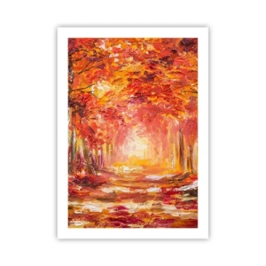 Póster - Una pintoresca avenida en colores otoñales. - 50x70cm - Bosque de cobre - Decoración de pared moderna para salón y dormitorio ARTTOR