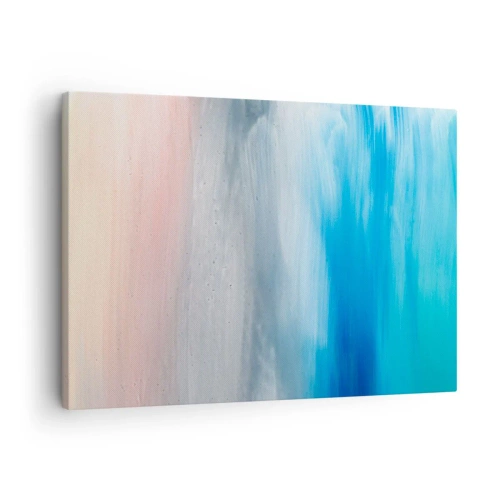 Cuadro sobre lienzo - Impresión de Imagen - Pinceladas abstractas en tonos azules y rosas - 70x50cm - Elementos: aire - Decoración de pared moderna para salón y dormitorio ARTTOR
