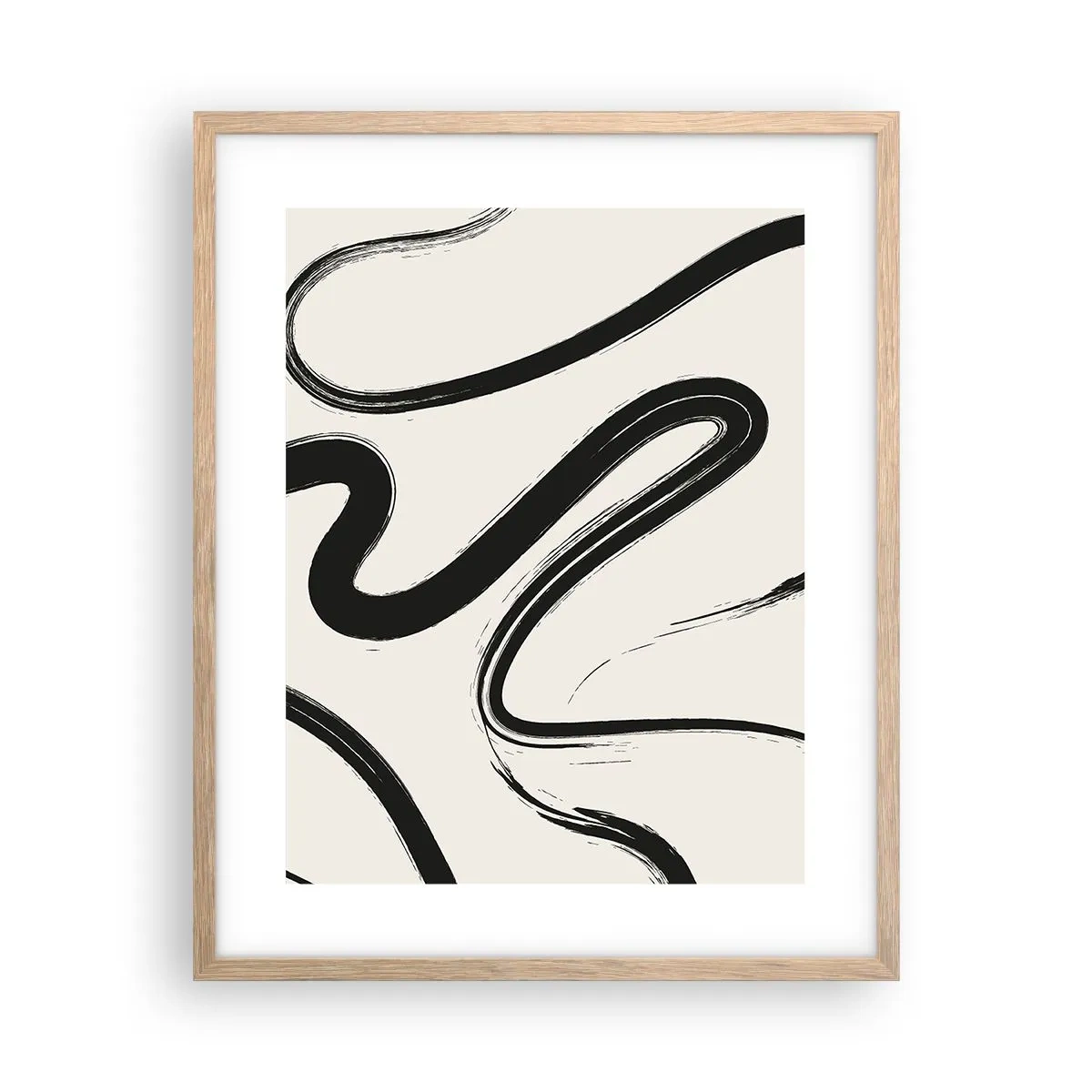 Póster en marco roble claro - Fantasía en blanco y negro - 40x50 cm