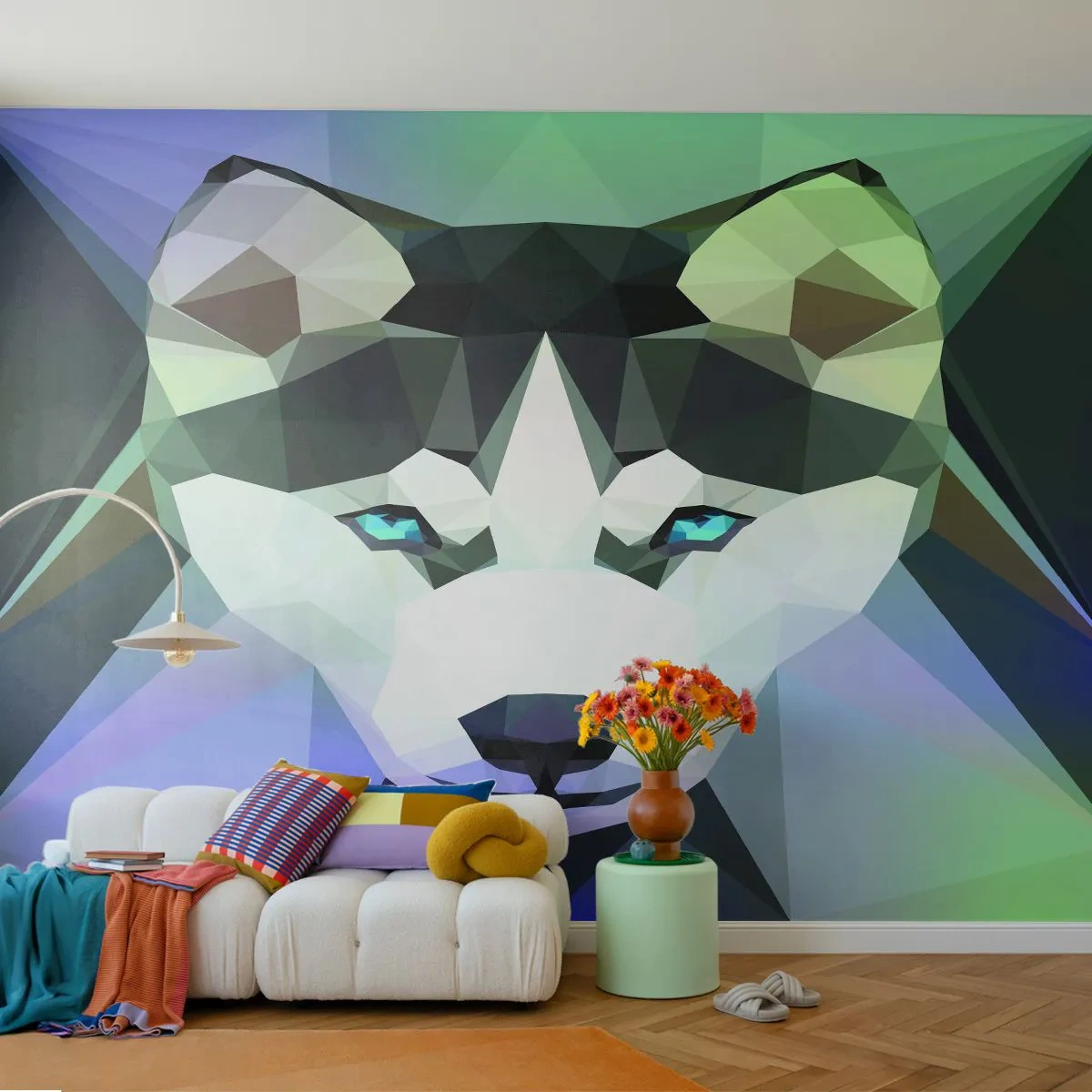 Fotomural Premium Canvas - El recuerdo de las nieves del norte - Abstracción, animales, Lobo - 450x315 cm