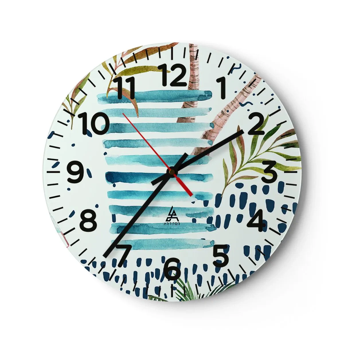 Reloj de pared - Reloj de vidrio - Vacaciones bajo las palmeras - 30x30 cm