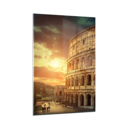 Cuadro sobre vidrio - Impresiones sobre Vidrio - El Coliseo de Roma al atardecer - 80x120cm - Una impresión colosal - Decoración de pared moderna para salón y dormitorio ARTTOR