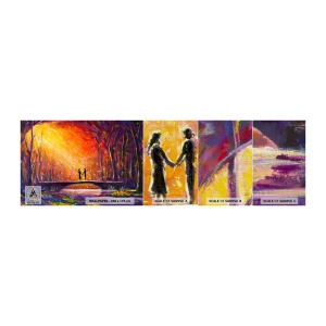 Muestra de fotomural Premium Canvas - El cielo también los ama - Abstracción, pareja de enamorados, Paisaje - 100x30 cm