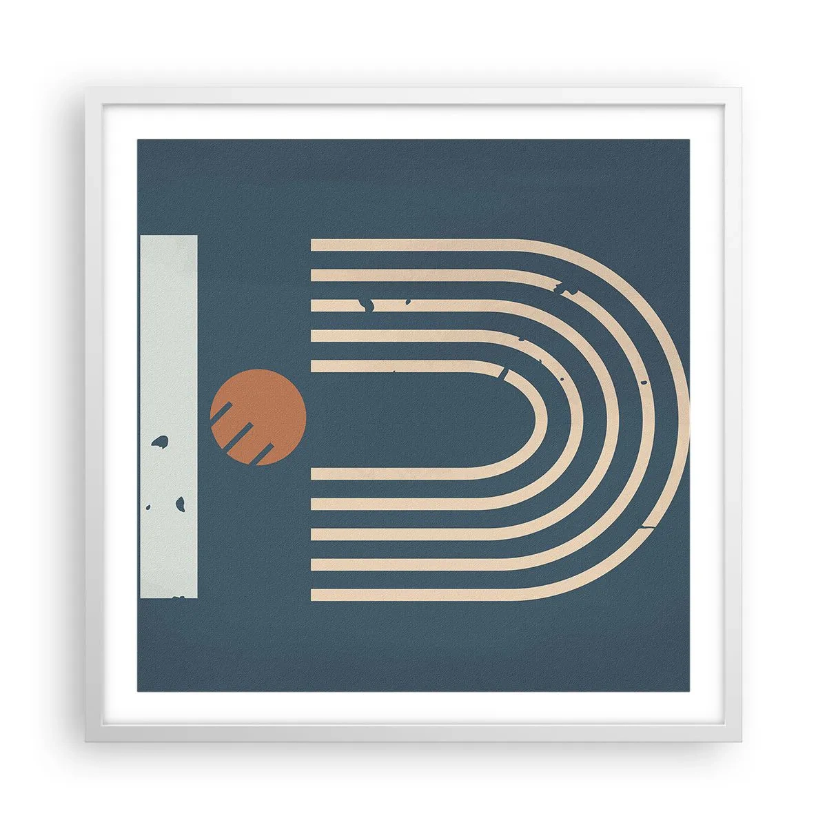 Póster en marco blanco - Geometría sobre azul marino - 60x60 cm