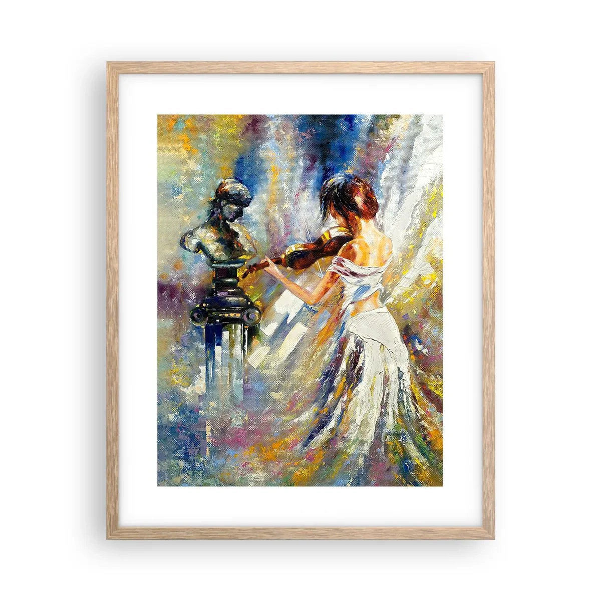 Póster en marco roble claro - Revivir con sentimiento - 40x50 cm