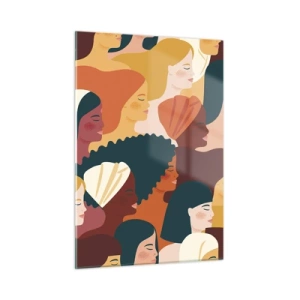 Cuadro sobre vidrio - Impresiones sobre Vidrio - Ilustración elegante de diversas siluetas femeninas. - 50x70cm - La feminidad - Decoración de pared moderna para salón y dormitorio ARTTOR