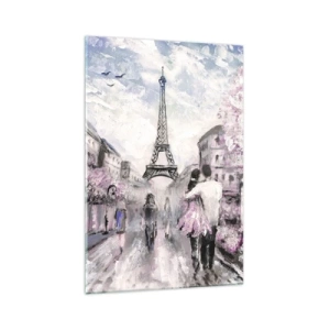 Cuadro sobre vidrio - Impresiones sobre Vidrio - Un paseo romántico por París junto a la Torre Eiffel - 70x100cm - La ciudad del amor - Decoración de pared moderna para salón y dormitorio ARTTOR