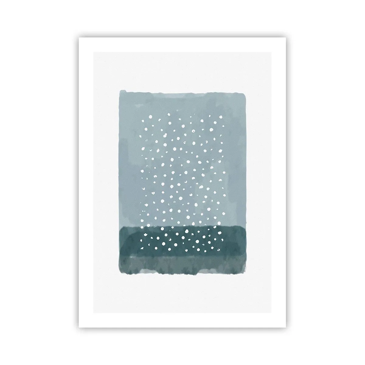 Póster - Una composición abstracta con puntos blancos sobre fondo azul. - 50x70cm - Creación sobre azul - Decoración de pared moderna para salón y dormitorio ARTTOR