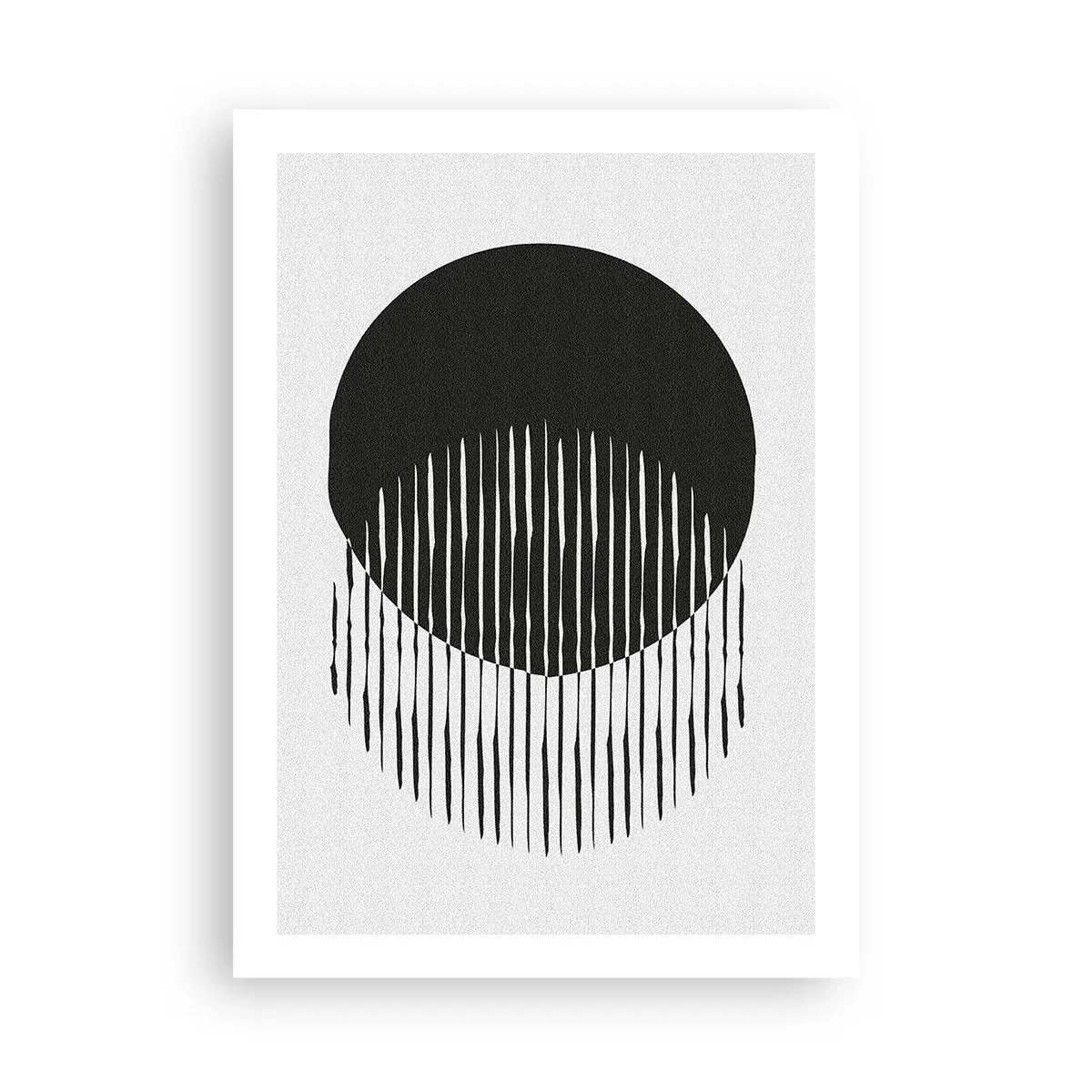 Póster - Composición abstracta de un círculo negro y líneas verticales. - 50x70cm - Su alter ego - Decoración de pared moderna para salón y dormitorio ARTTOR