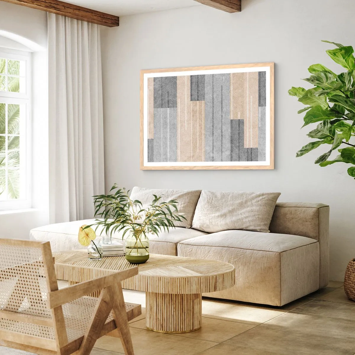 Póster en marco roble claro - Composición: sostener la vertical - 40x30 cm
