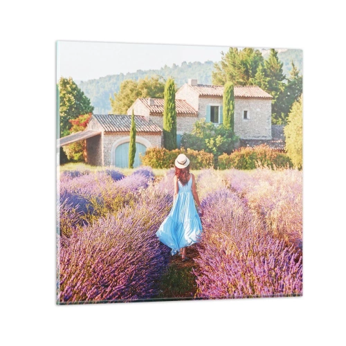 Cuadro sobre vidrio - Impresiones sobre Vidrio - La chica de la lavanda - 30x30 cm