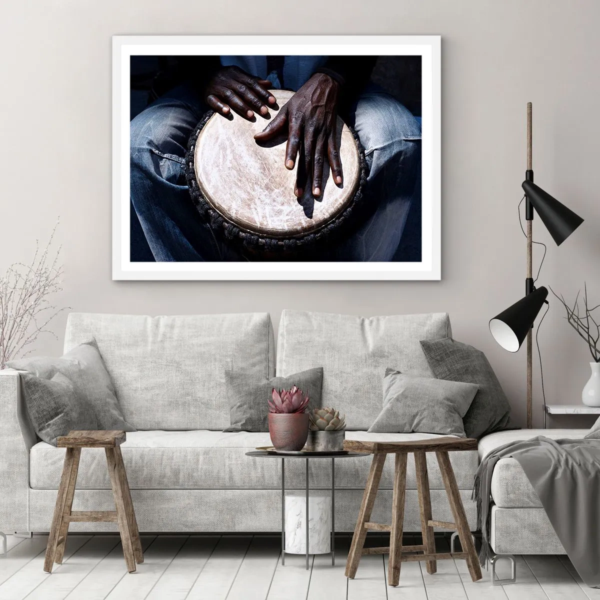 Póster en marco blanco - Vive a tu ritmo - 100x70 cm