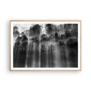 Póster en marco roble claro - En los flujos de luz - 100x70 cm