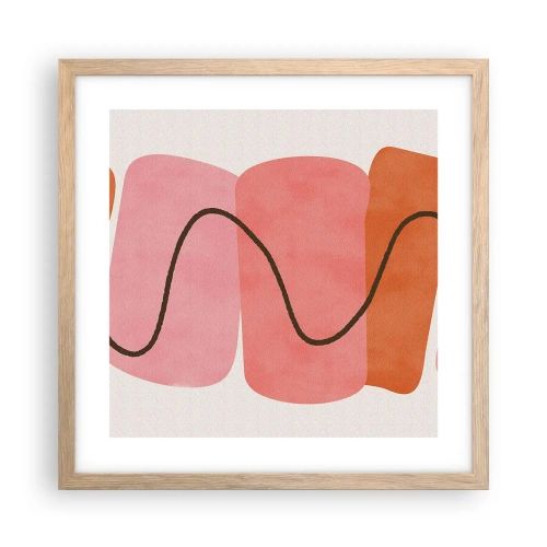 Póster en marco roble claro - Suave movimiento de formas - 40x40 cm
