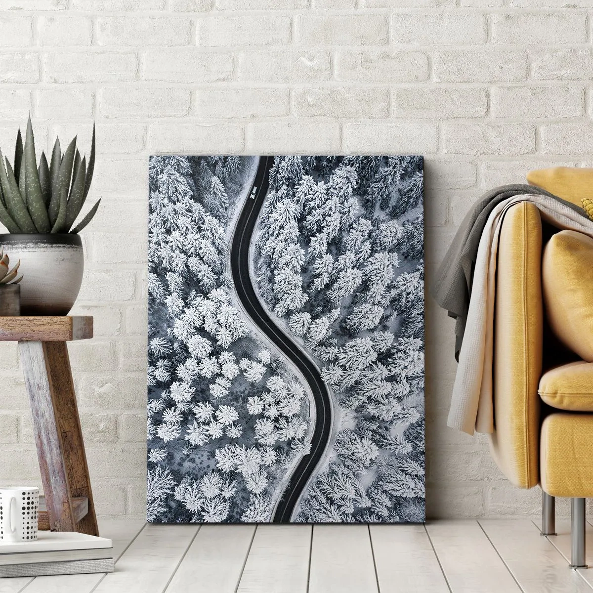 Cuadro sobre lienzo - Impresión de Imagen - A través de un bosque invernal - 55x100 cm