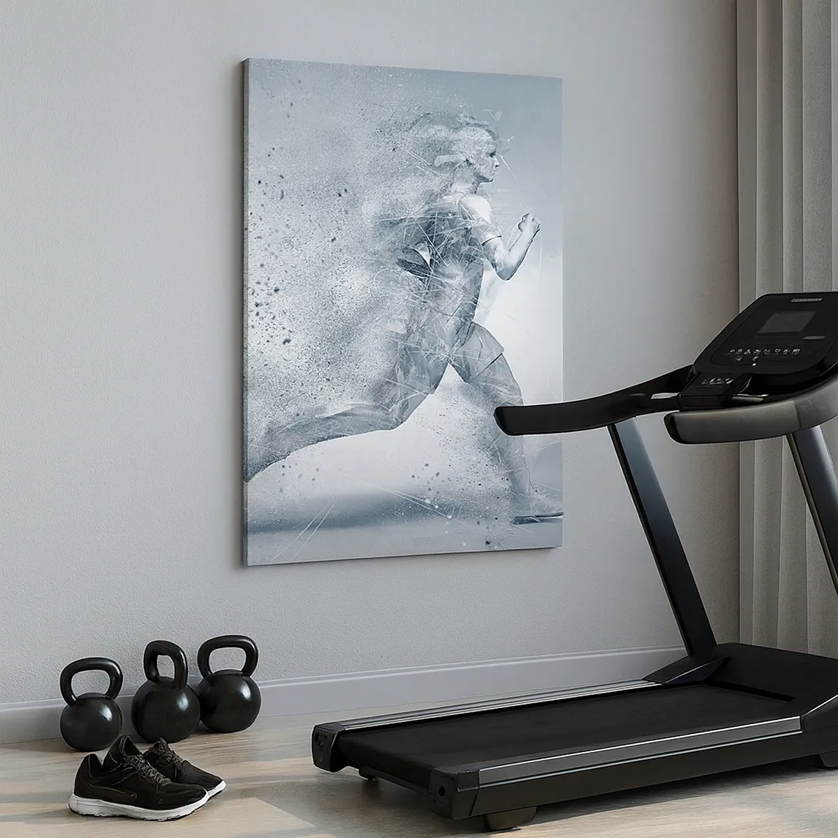 Cuadro sobre lienzo - Impresión de Imagen - Una figura dinámica corriendo en un estilo abstracto. - 50x70cm - Energía cristalina - Decoración de pared moderna para salón y dormitorio ARTTOR