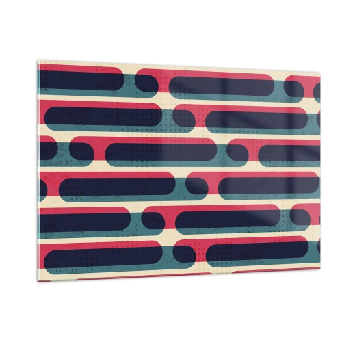 Cuadro sobre vidrio - Impresiones sobre Vidrio - Líneas retro abstractas - 120x80cm - Profundidad y relieve - Decoración de pared moderna para salón y dormitorio ARTTOR