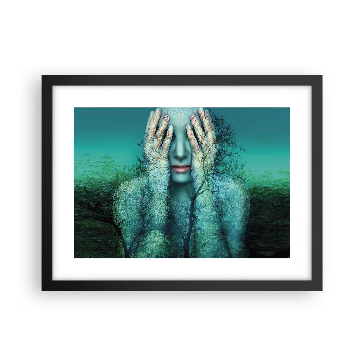 Póster en marco negro - Sumergida en azul - 40x30 cm