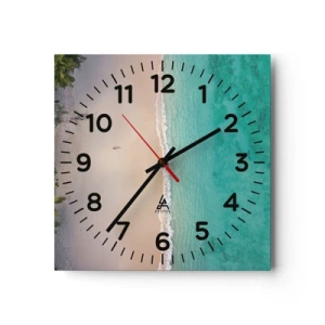 Reloj de pared - Reloj de vidrio - Playa del paraíso - 30x30 cm