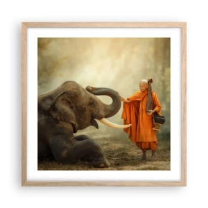 Póster en marco roble claro - Un encuentro en un viaje - 50x50 cm
