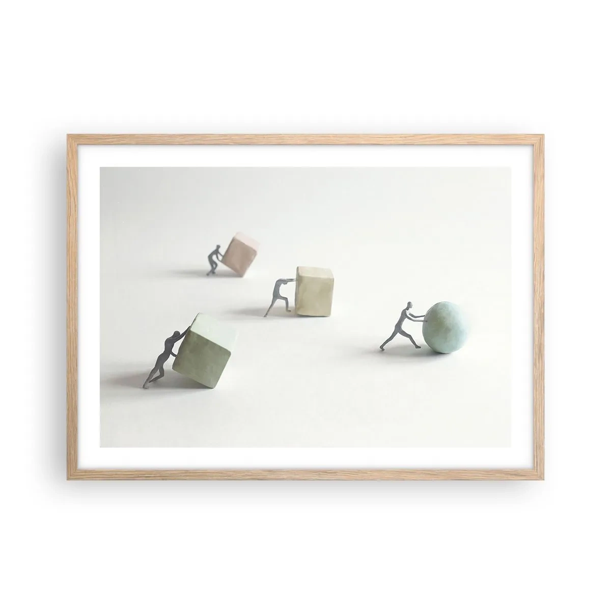 Póster en marco roble claro - El avance de la geometría - 70x50 cm