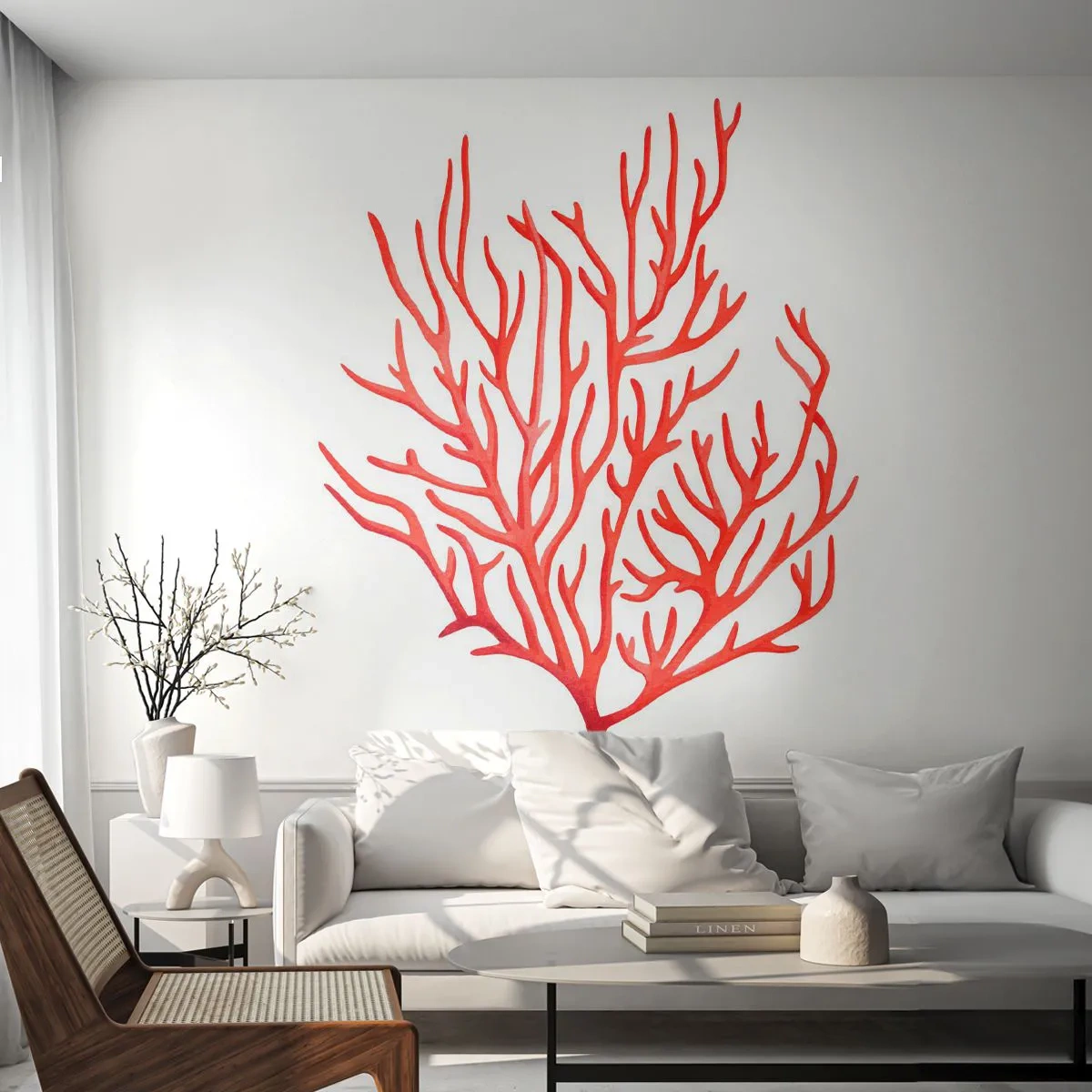 Fotomural Autadhesivo Deluxe Sticker - Filigrana de coral - Arrecife de coral, Playa, minimalista - 100x70 cm