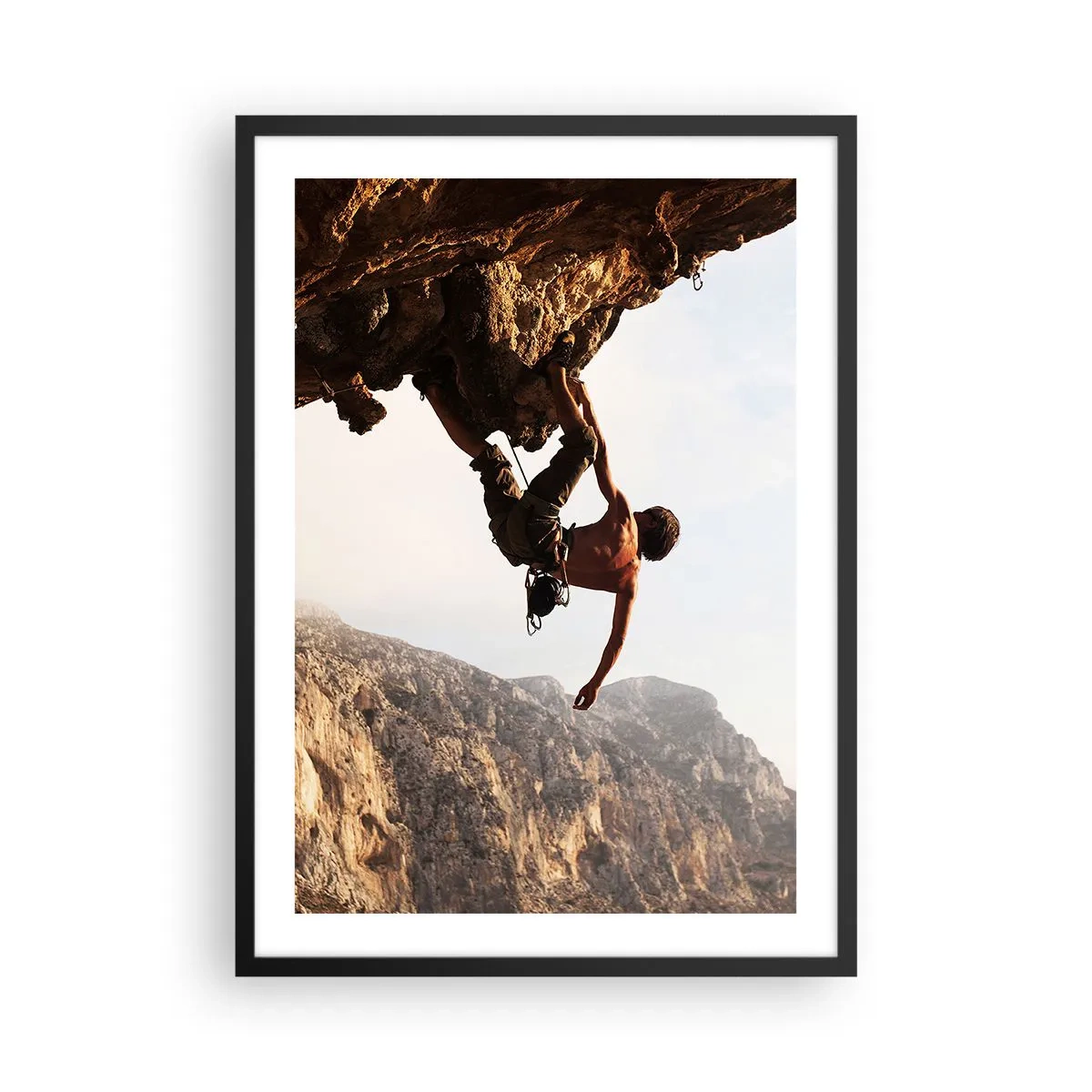 Póster en marco negro - Escalada en roca bajo el sol - 50x70cm - Un mundo en la roca - Decoración de pared moderna para salón y dormitorio ARTTOR