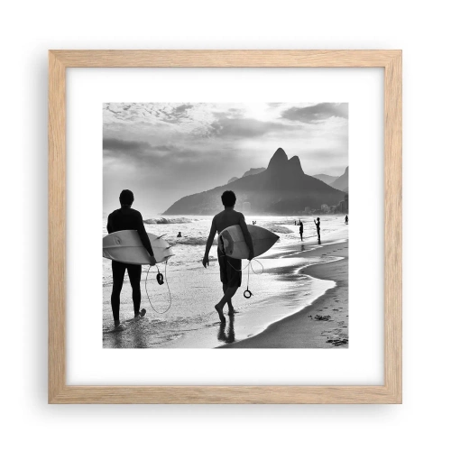 Póster en marco roble claro - Samba para una ola - 30x30 cm