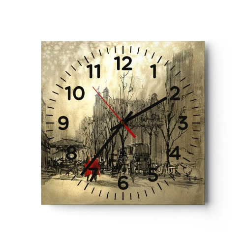 Reloj de pared - Reloj de vidrio - Cita en la niebla de Londres  - 40x40 cm