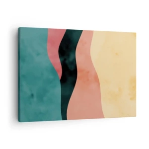 Cuadro sobre lienzo - Impresión de Imagen - Ondas abstractas en colores pastel - 70x50cm - Discordia compatible - Decoración de pared moderna para salón y dormitorio ARTTOR