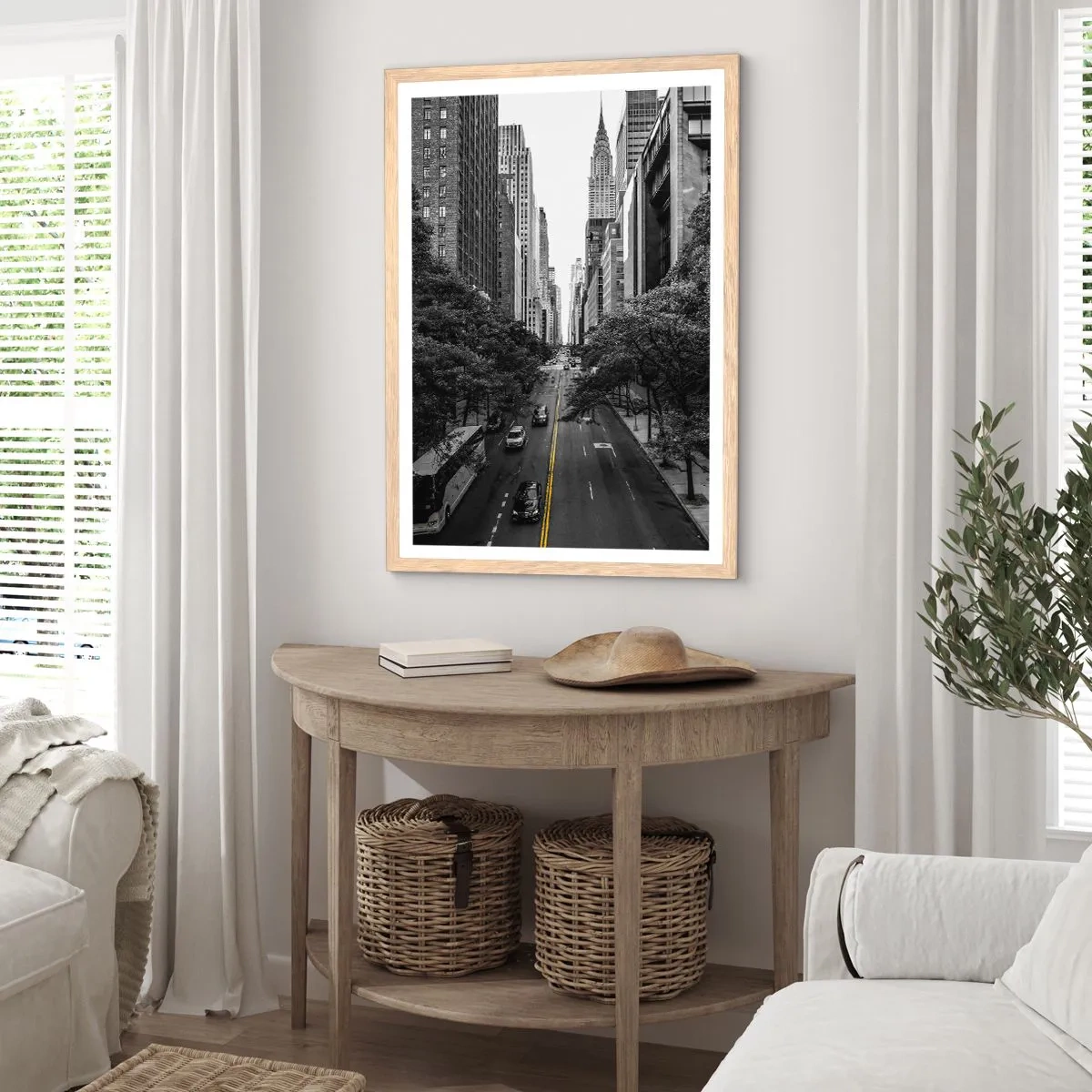 Póster en marco roble claro - Mañana de Nueva York - 70x100 cm