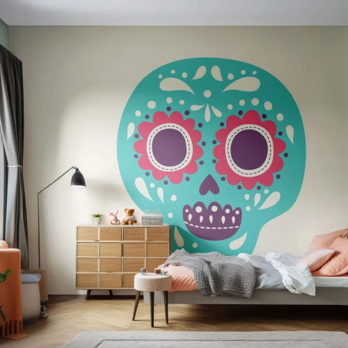 Fotomural Premium Sand - La vida: diversión hasta la muerte - Cráneo, México, mexicano - 400x280 cm