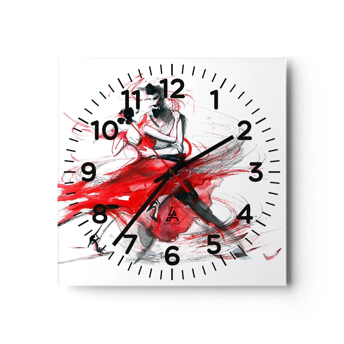 Reloj de pared - Reloj de vidrio - El tango: el ritmo de la pasión - 40x40 cm