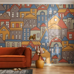 Fotomural Autadhesivo Deluxe Sticker - Casa tras casa - Ciudad, Arquitectura, Pueblo Viejo - 200x140 cm