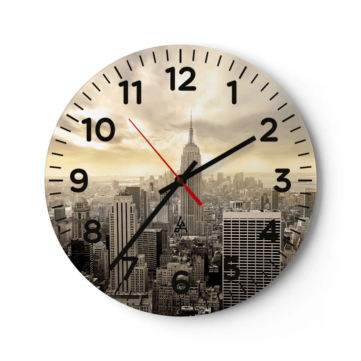 Reloj de pared - Reloj de vidrio - Tejido neoyorquino en tonos grises - 40x40 cm