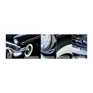 Muestra de fotomural Premium Sand - Clásicos en plata, negro y blanco - Automotor, Auto, en blanco y negro - 100x30 cm