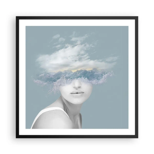Póster en marco negro - Con la cabeza en las nubes - 60x60 cm