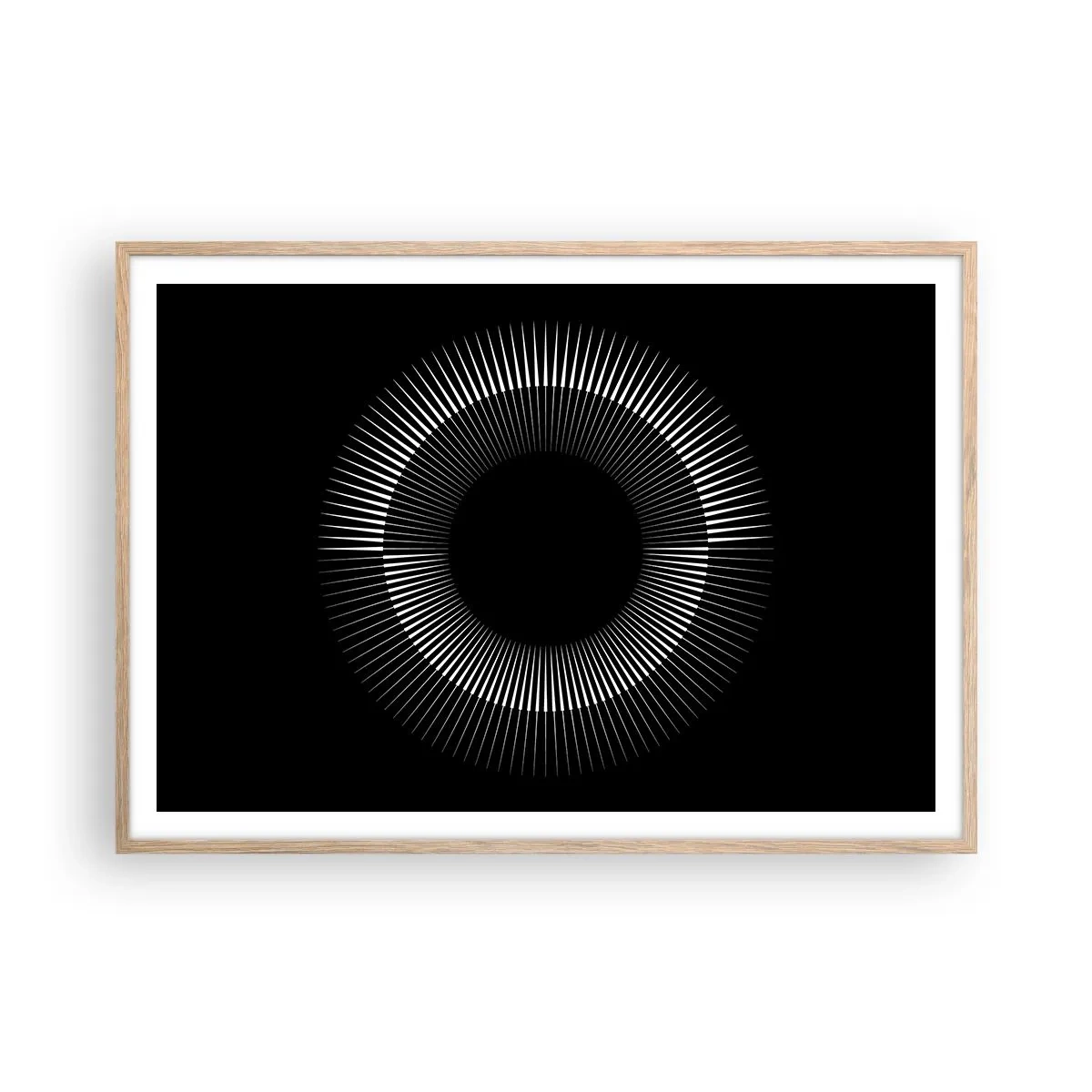 Póster en marco roble claro - Sol negro - 100x70 cm