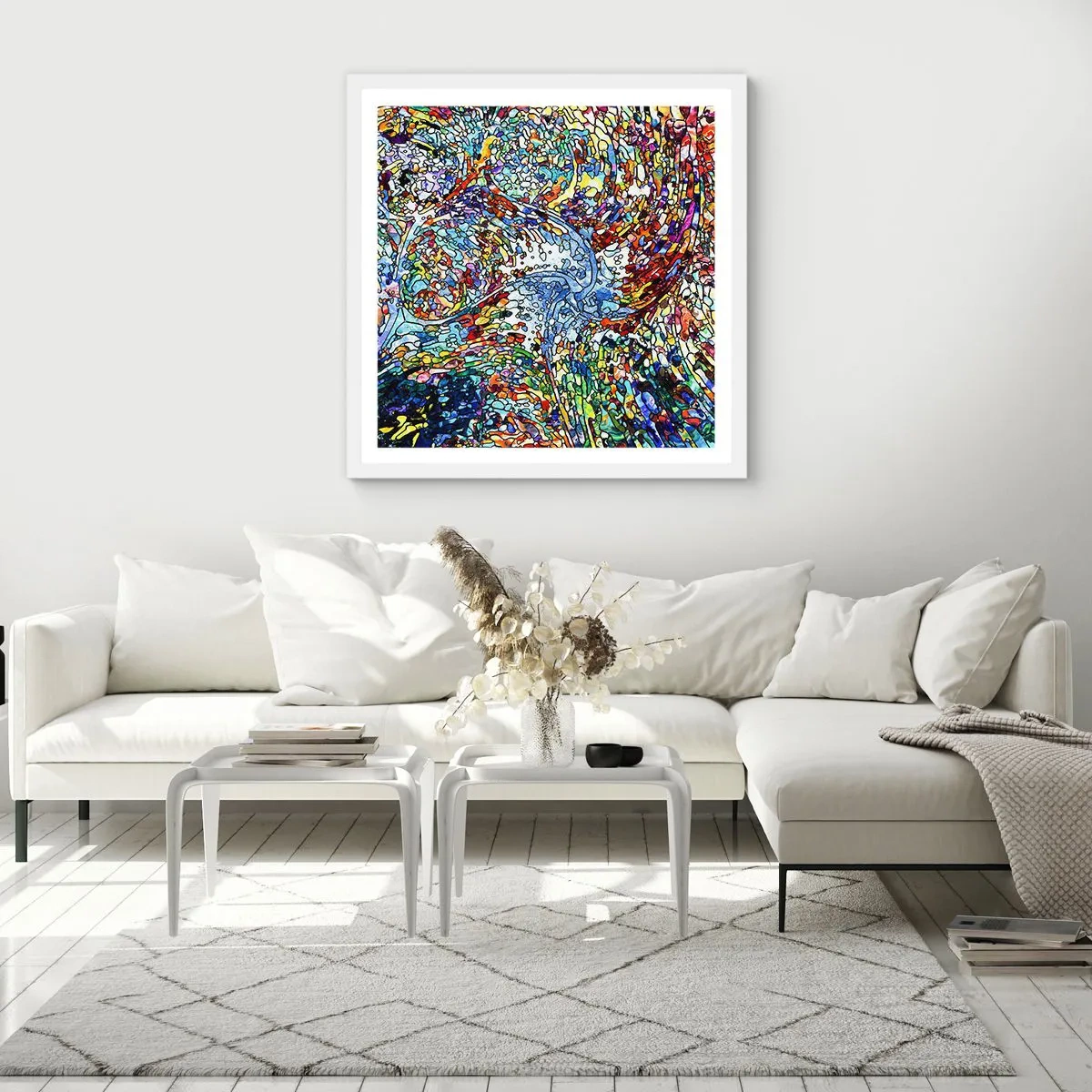 Póster en marco blanco - Vidriera - 40x40 cm