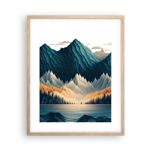 Póster en marco roble claro - Paisaje perfecto de montañas - 40x50 cm
