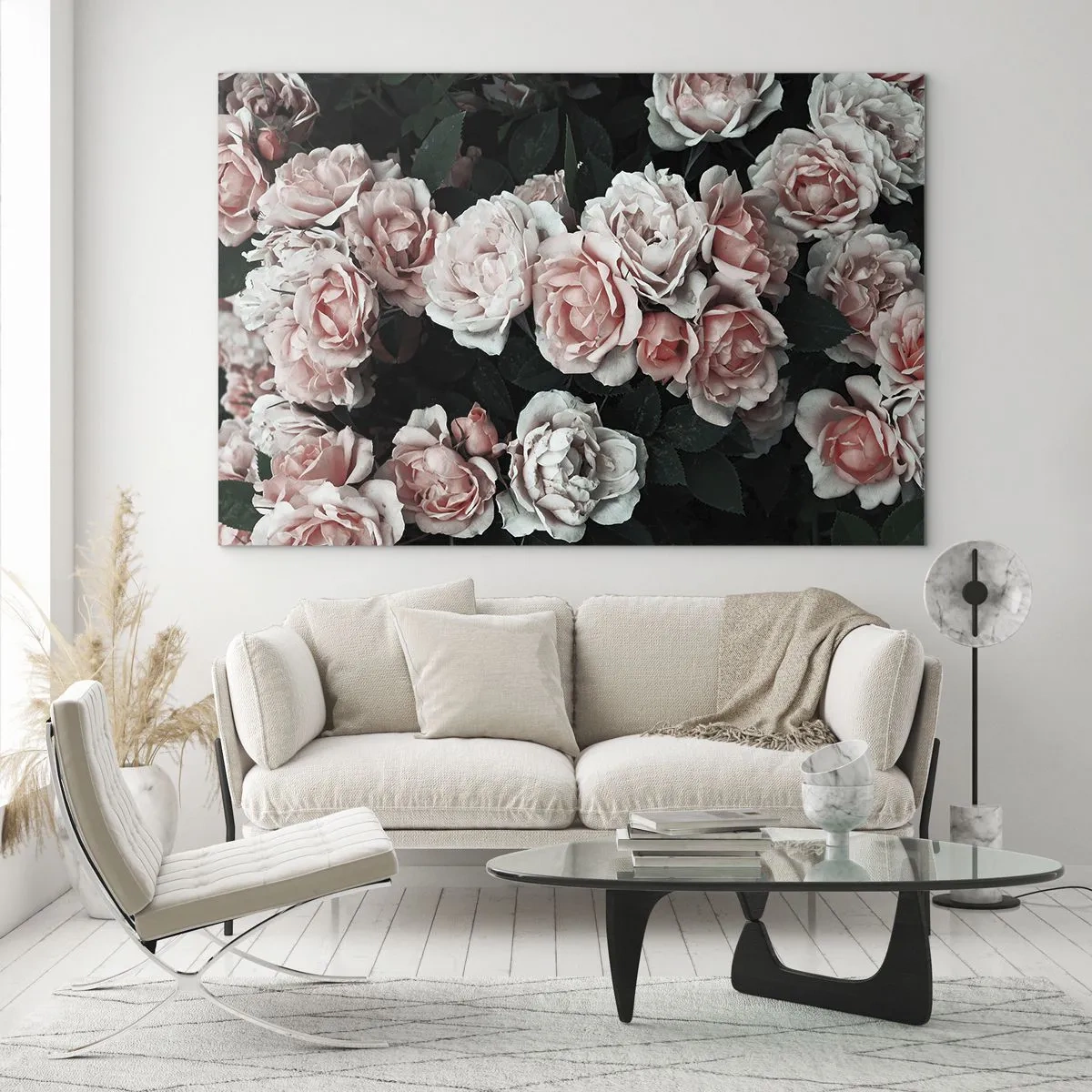 Cuadro sobre vidrio - Impresiones sobre Vidrio - Conjunto de rosas - 70x50 cm