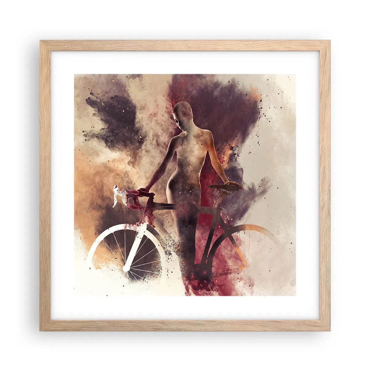 Póster en marco roble claro - En las formas de mármol un alma ciclista - 40x40 cm