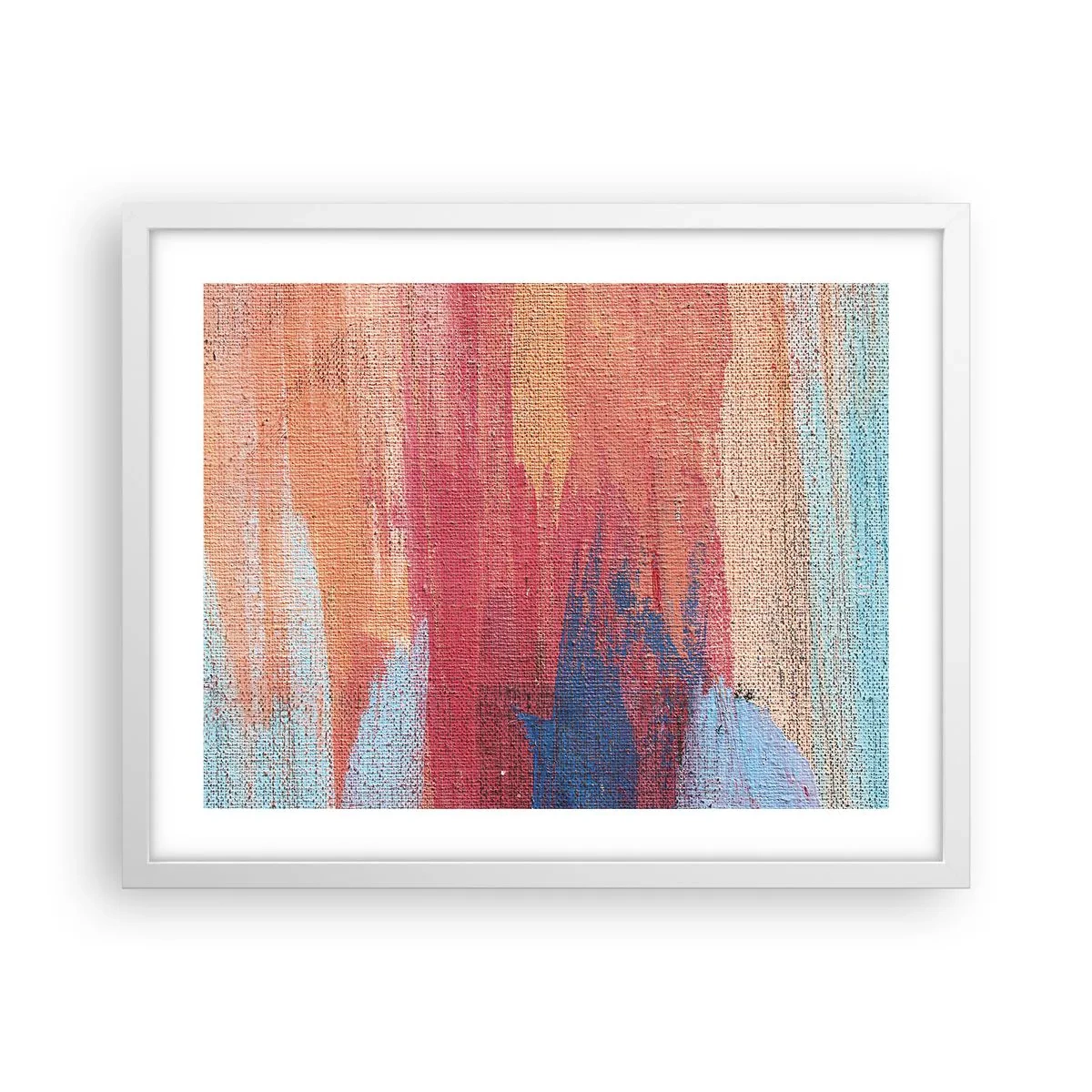 Póster en marco blanco - Trazos de arco iris - 50x40 cm