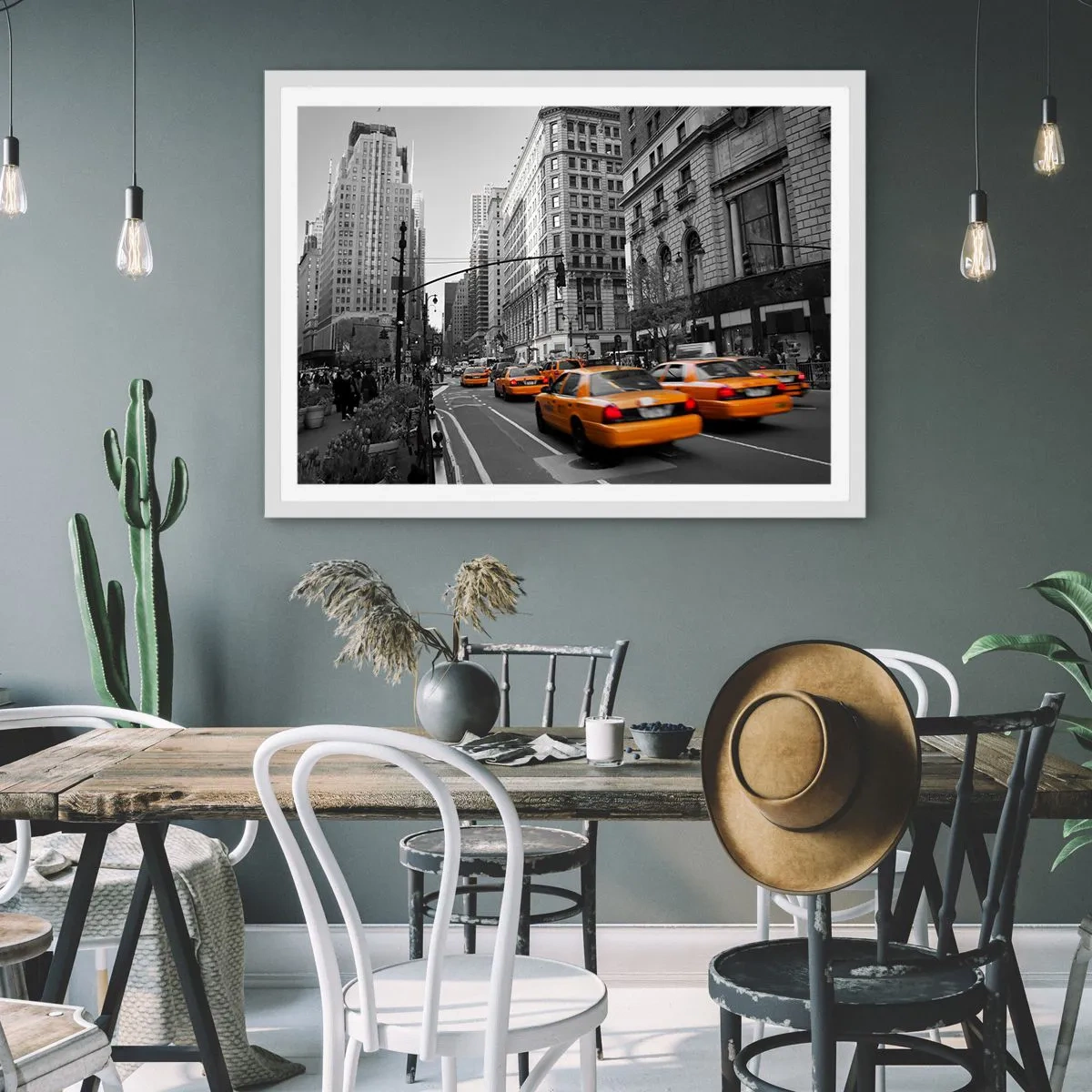 Póster en marco blanco - Los soles de la gran ciudad - 100x70 cm