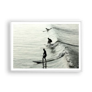 Póster en marco blanco - Al encuentro de la ola - 100x70 cm