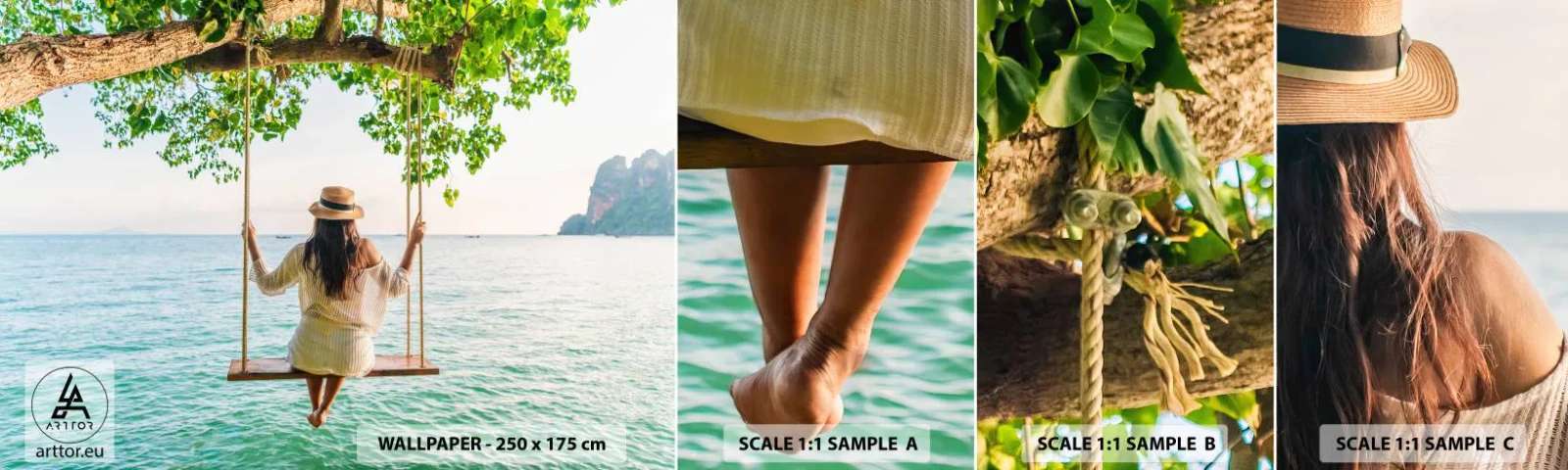 Muestra De Fotomural Standard Eco - La vida es bella - Relajación, Balancearse, Mujer - 100x30 cm