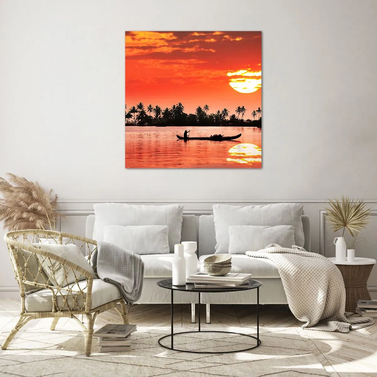 Cuadro sobre vidrio - Impresiones sobre Vidrio - La paz de los trópicos al atardecer - 30x30 cm