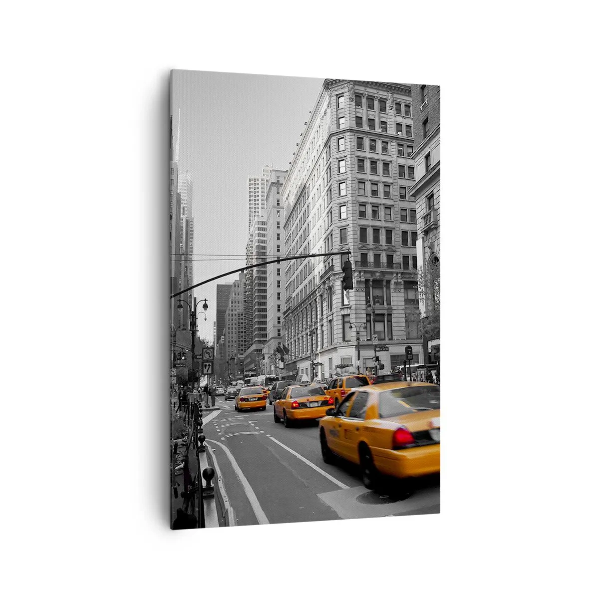 Cuadro sobre lienzo - Impresión de Imagen - Taxis amarillos en las calles de Nueva York - 80x120cm - Los soles de la gran ciudad - Decoración de pared moderna para salón y dormitorio ARTTOR