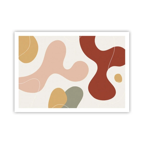 Póster - Una composición abstracta en tonos pastel con formas dinámicas. - 100x70cm - La esencia de la pintura - Decoración de pared moderna para salón y dormitorio ARTTOR