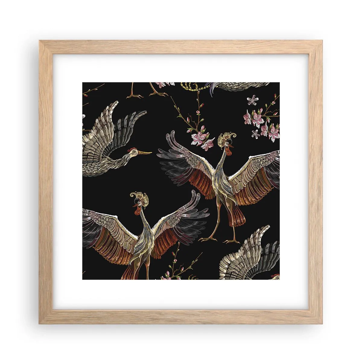 Póster en marco roble claro - Aves de cuento de hadas - 30x30 cm